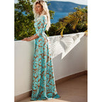 Women's V-Neck Big Swing Maxi Dress – European & American Style-HighTouch