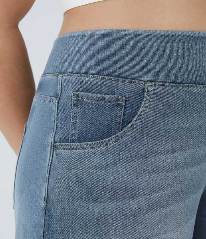Plus Size Jeans Women High Waisted Baggy Wide Leg Washed