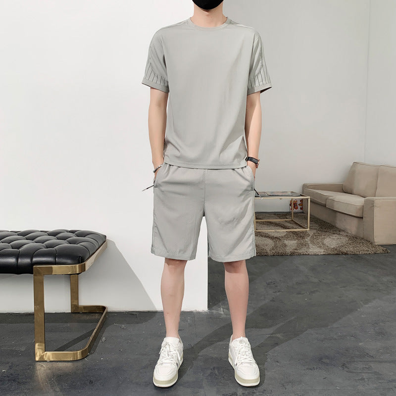 Men's Short Sleeve T-Shirt Ice Silk Sports Suit-HighTouch
