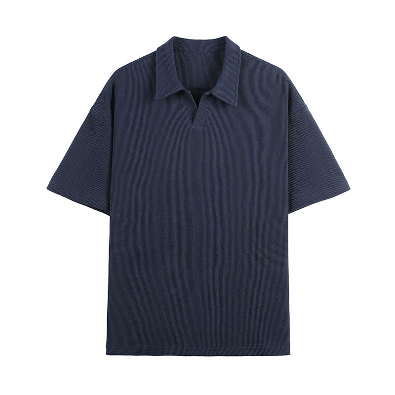 Fashion Simple Polo Shirt Loose Comfortable Men's T-shirt-HighTouch