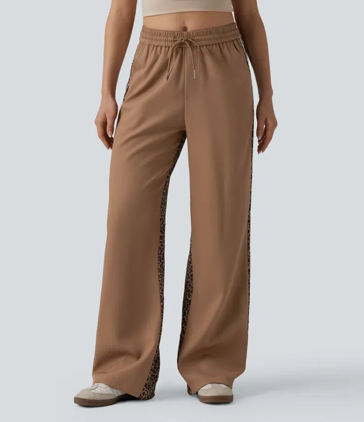 Baggy Pants Women Color Block Leopard Stripe Trousers