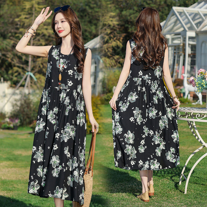 Women's Printed Viscose Dress – Plus Size Extended Fit Collection-HighTouch