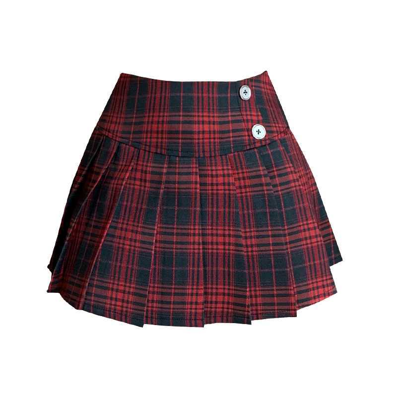 Women’s Spicy-Girl Plaid Pleated Skirt – High-Waist Summer Mini