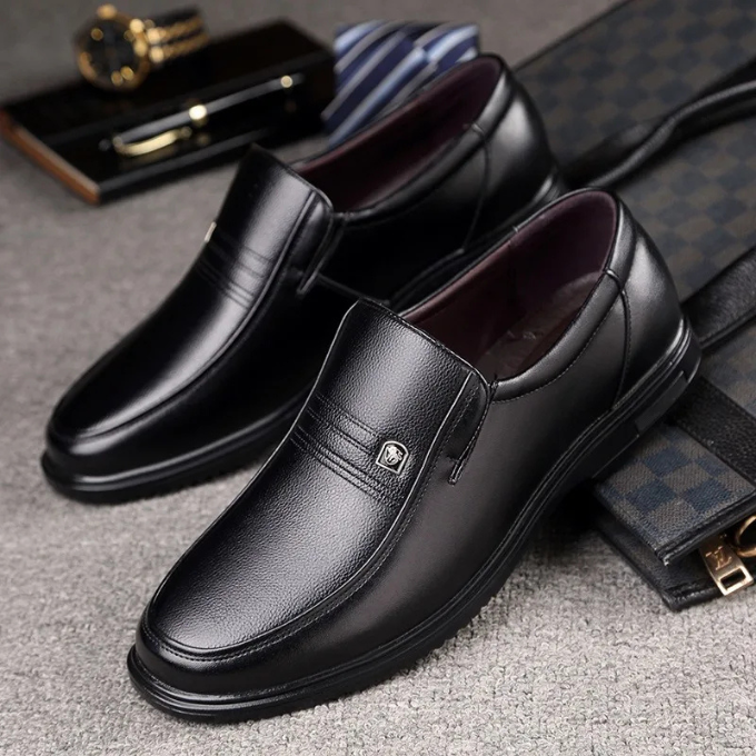 Men’s Leather Loafers – Semi-Gloss Slip-On Style