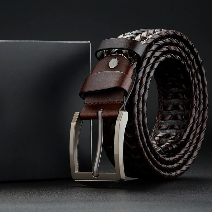 Men's Braided Cowhide Leather Belt