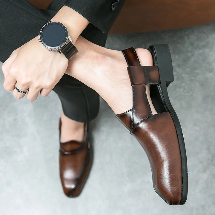 Men's Leather Slingback Slip-On Loafers