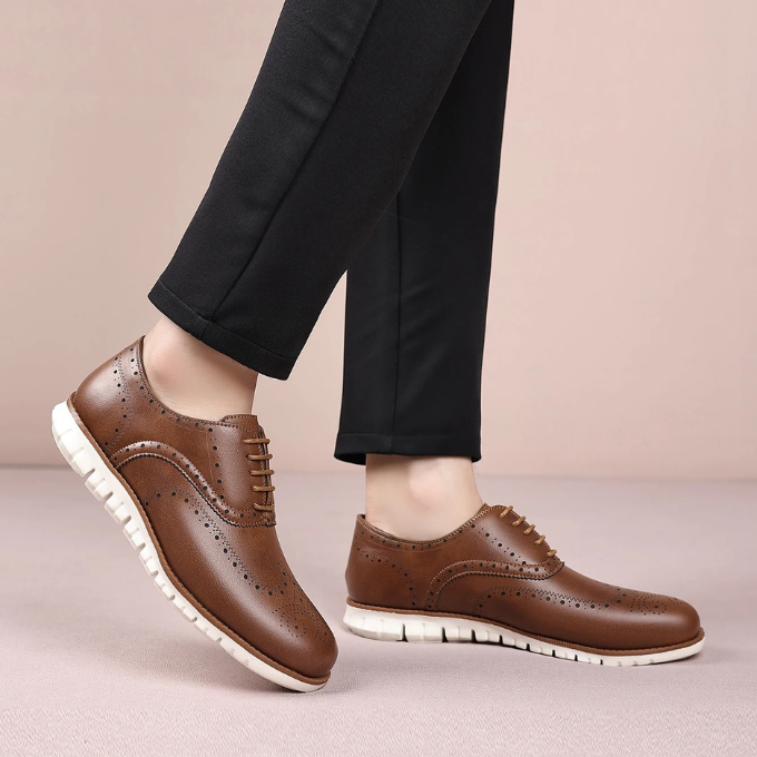 Men's Brogue Sneakers | Casual Leather Wingtip Dress Shoes