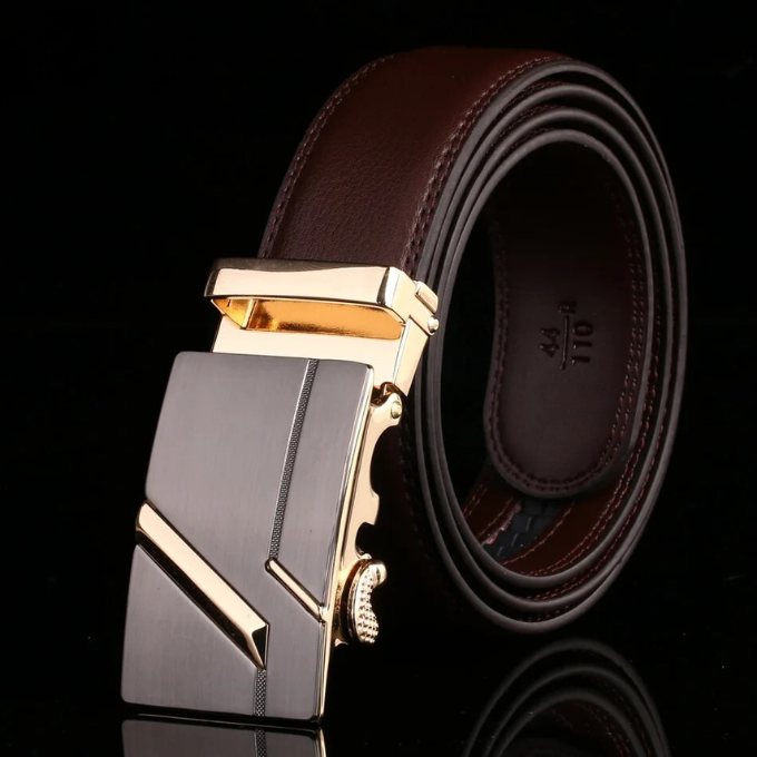 Men's 100% Cowhide Leather Belt | Geometric Buckle
