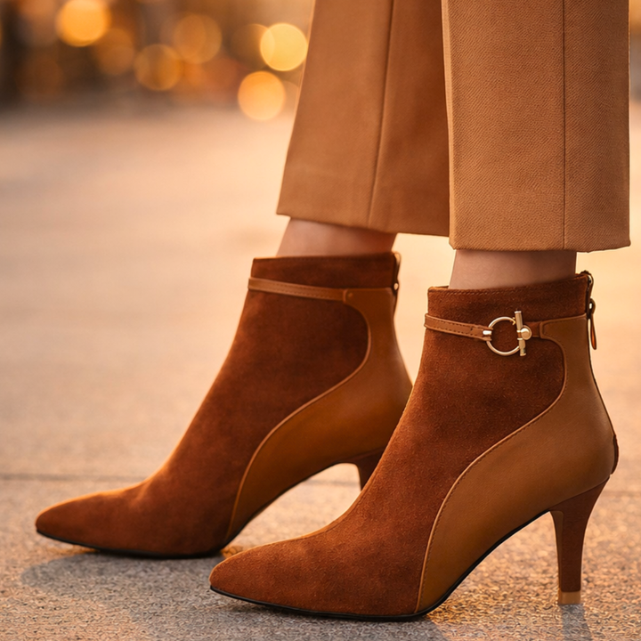 Women's Two-Tone Vintage Ankle Boots – 8.5cm Heel
