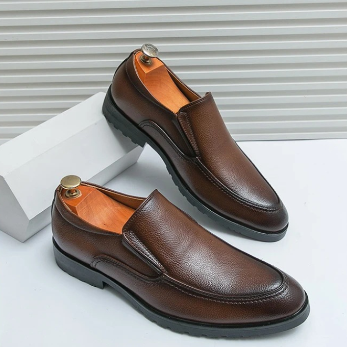 Men's Leather Slip-On Loafers | Classic Business Casual Dress Shoes