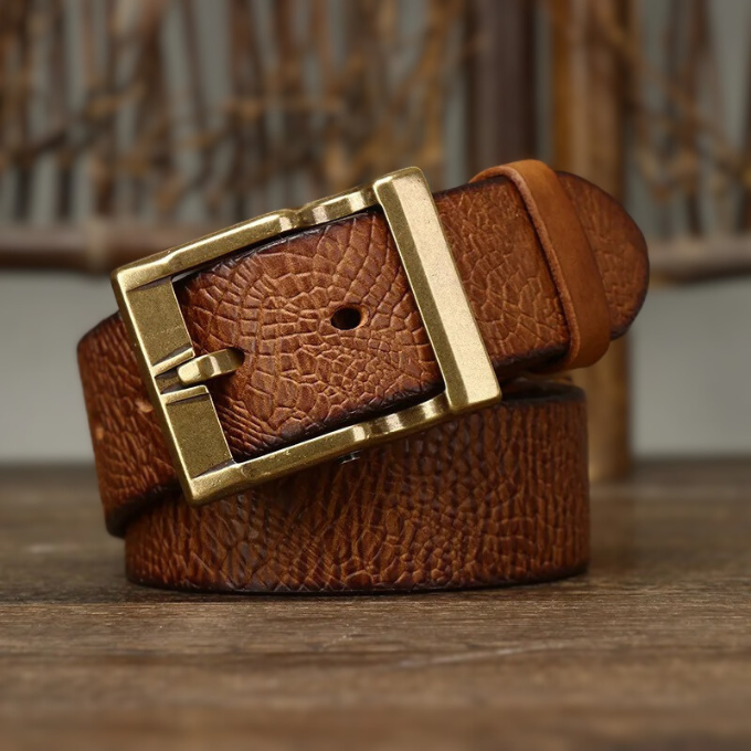 Men's Genuine Cowhide Leather Belt | Brass Buckle