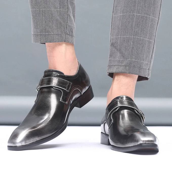 Men's Burnished Leather Monk Strap Shoes