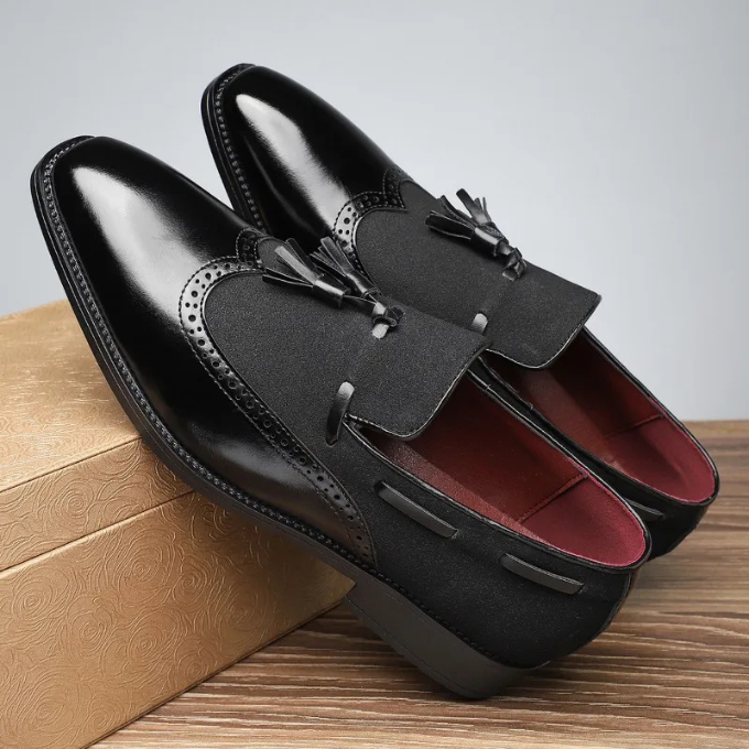 Men's Leather Tassel Loafers Slip-On Shoes