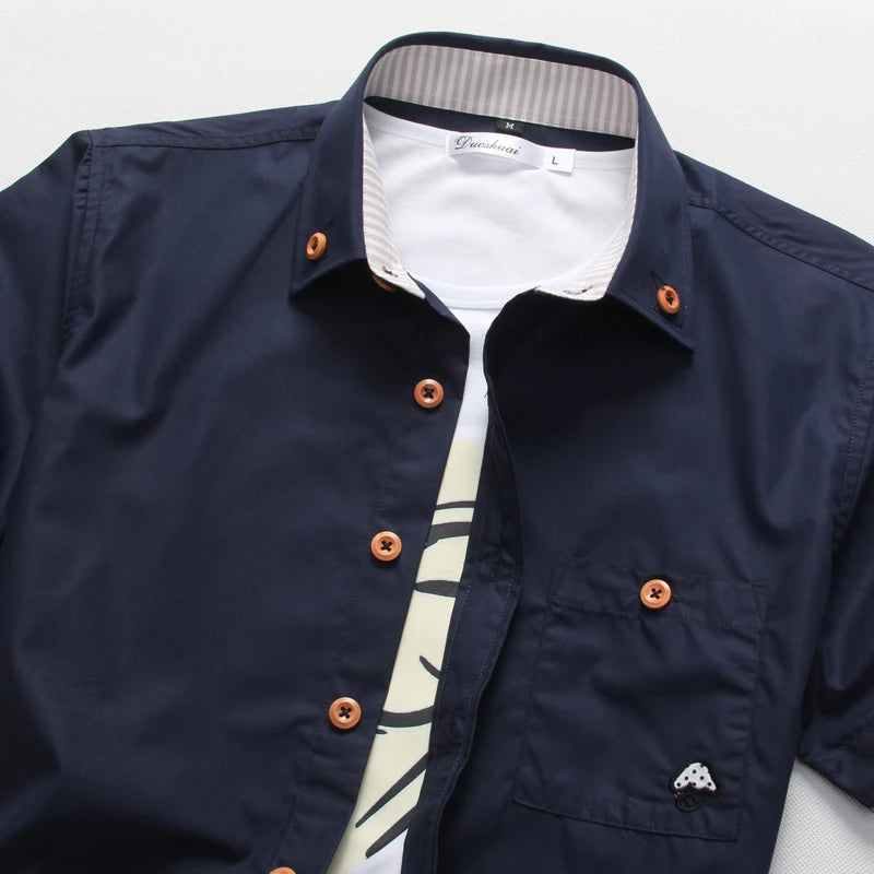 Men's Cotton Button-Up Shirt – Lightweight & Breathable