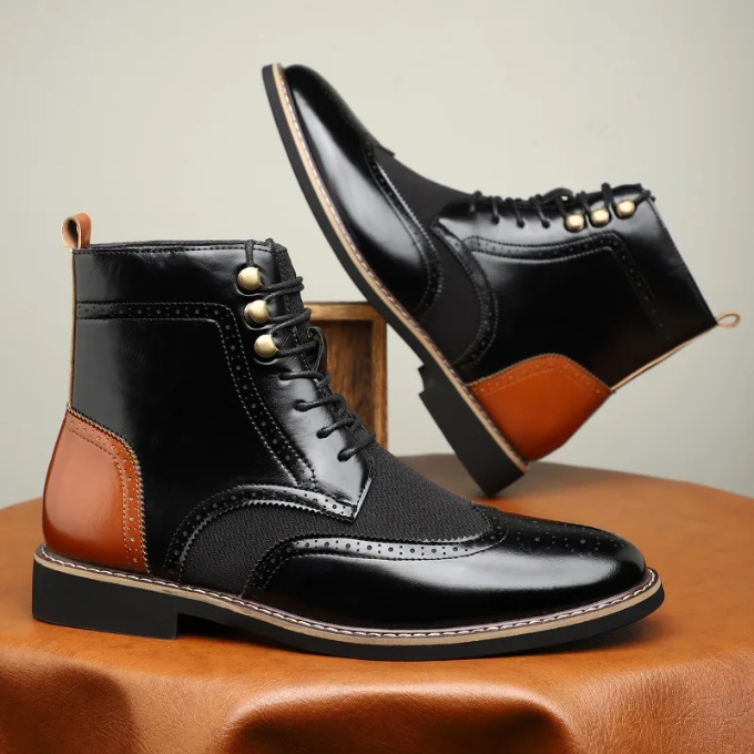 Men’s Leather Brogue Boots – Smart Casual Style