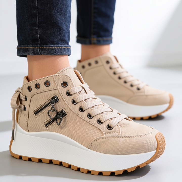 Women's Sweetheart Platform Sneakers Casual Lace Up Shoes