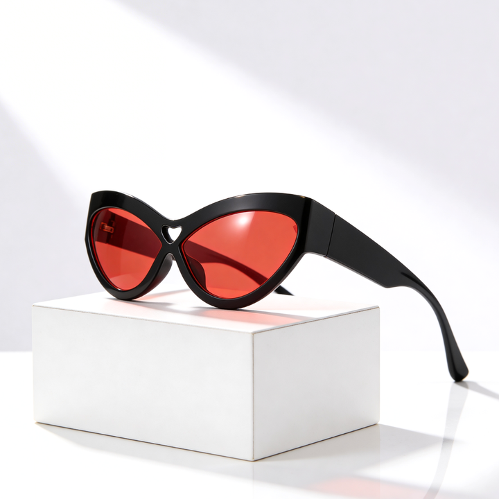 Women's UV400 Cat-Eye Sunglasses – Heart Detail
