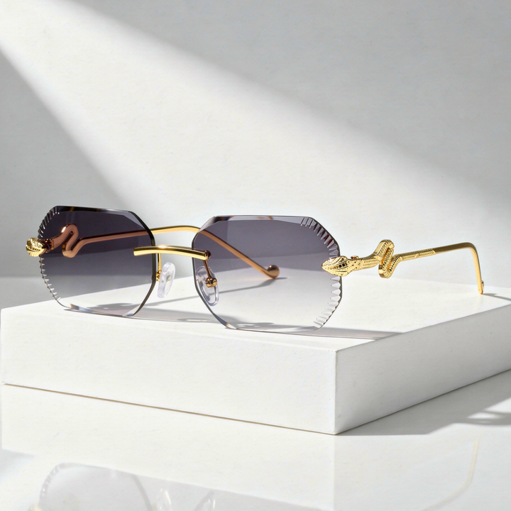 Women`s Rimless Sunglasses with UV400 Protection
