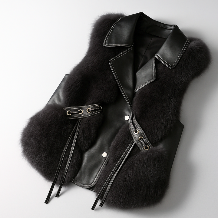 Women’s Faux Fur Vest with Oversized Lapel