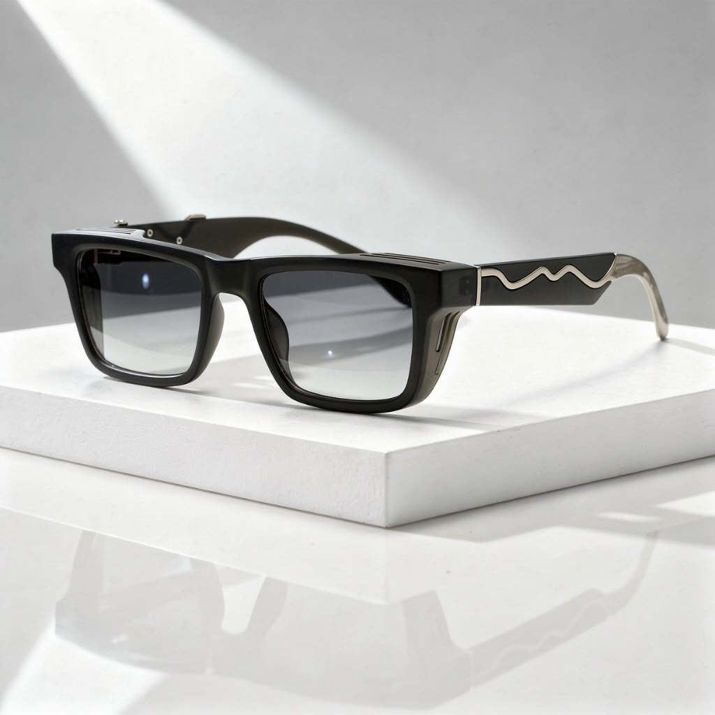 Men's Rectangular Sunglasses with UV400 Protection
