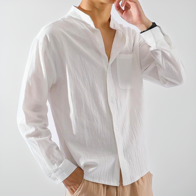 Men's Cotton Button-Up Shirt – Lightweight & Breathable