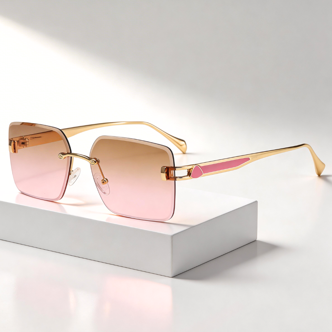 Women's Oversized UV400 Rimless Square Sunglasses