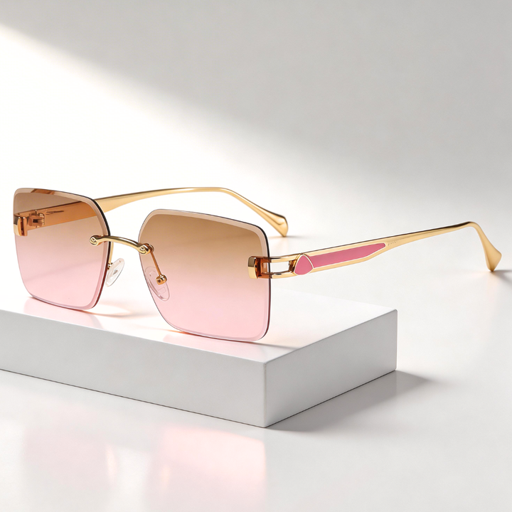 Women's Oversized UV400 Rimless Square Sunglasses