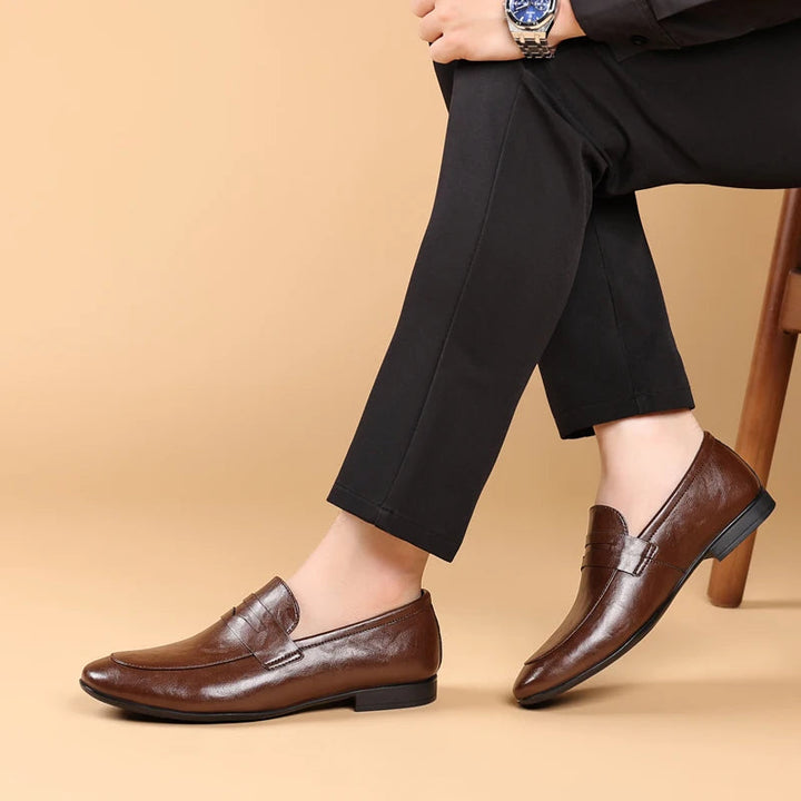 Men's Full-Grain Leather Square-Toe Loafers