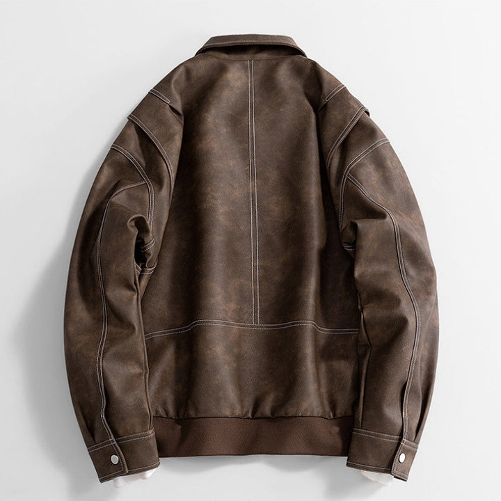 Men's Vegan Leather Bomber Jacket