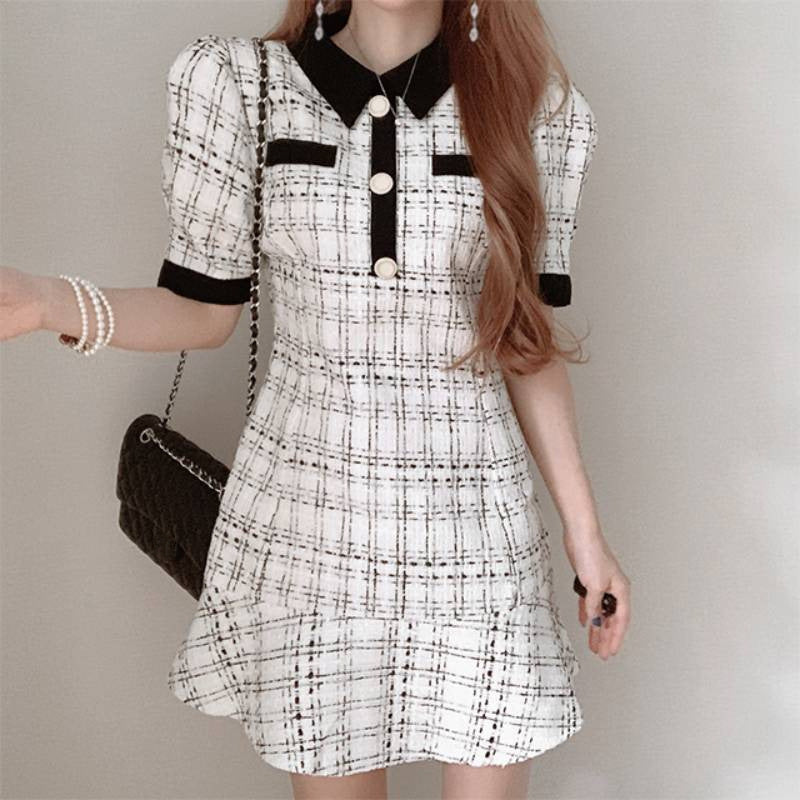 Women’s Plaid Long Dress – Elegant Casual Style-HighTouch