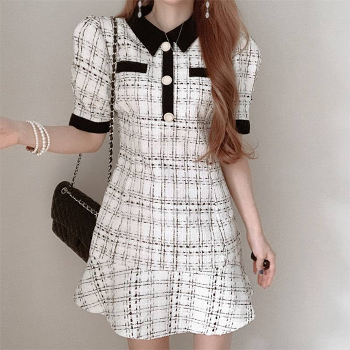 Women’s Plaid Long Dress – Elegant Casual Style-HighTouch