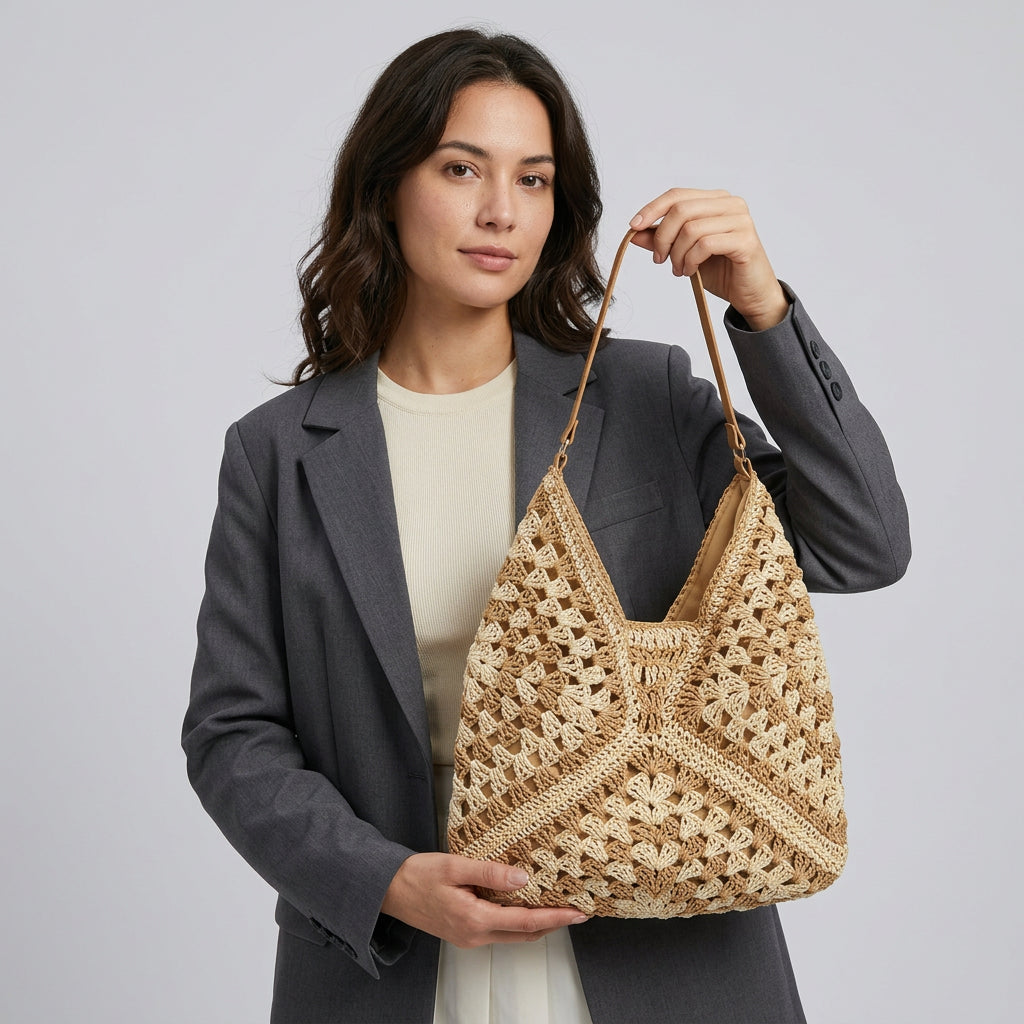 Seraphina Canvas Tote Bag - Spacious Straw Everyday Carry