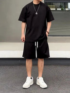 Summer Short Sleeve Cotton Casual Wear T-Shirt & Shorts Set-HighTouch