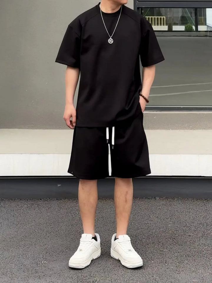 Summer Short Sleeve Cotton Casual Wear T-Shirt & Shorts Set-HighTouch