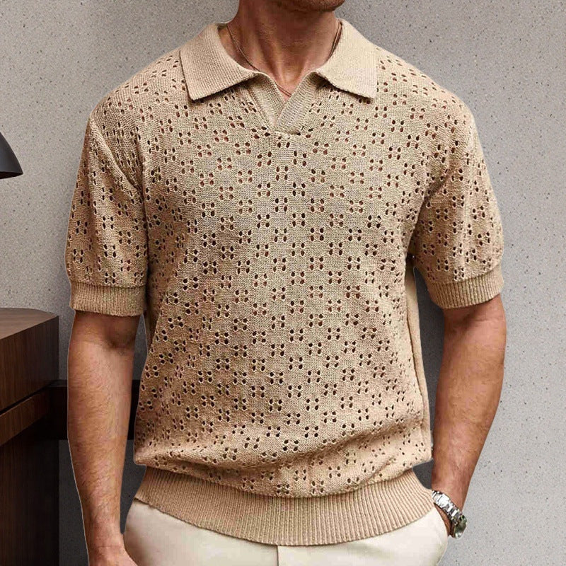 Fashion Dovetail Collar Tencel Men's Casual Sweater-HighTouch