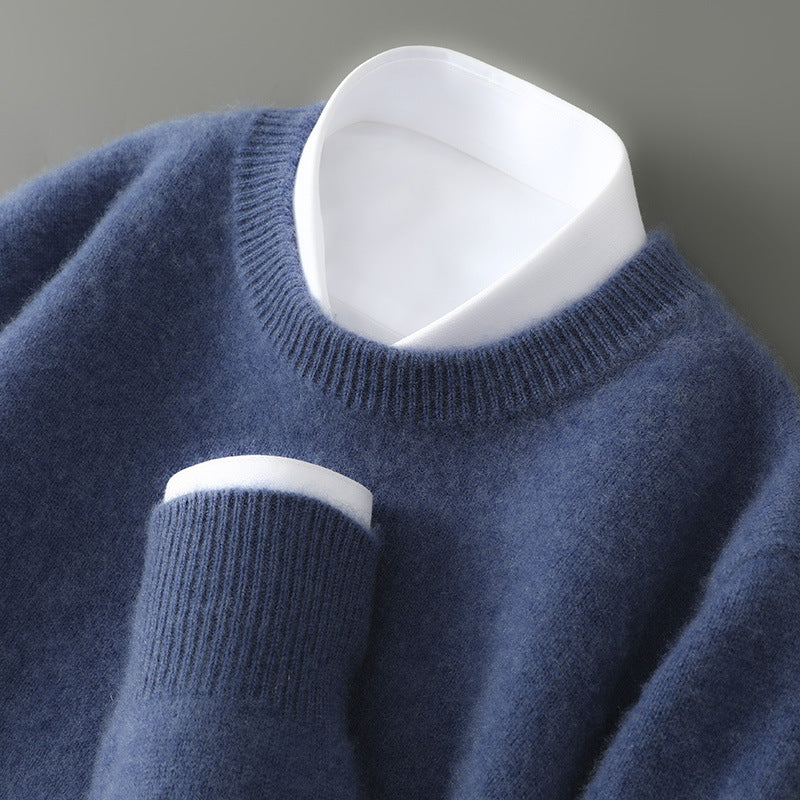Men’s Thickened Half-High Collar Pullover – Loose Knit Sweatshirt-HighTouch