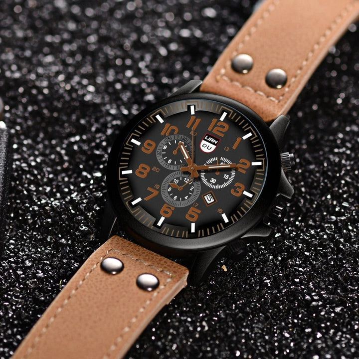 Men's Military Style Cowhide Leather Watch – Fieldline