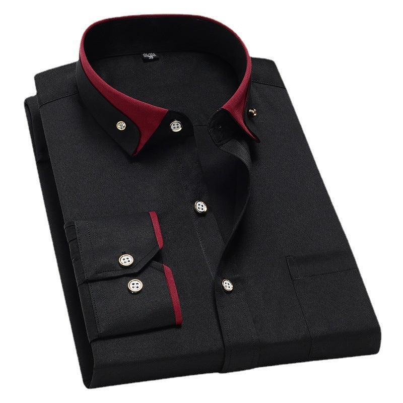 Men’s Stretch Long Sleeve Shirt Casual Non-Iron Slim Fit Dress Shirt-HighTouch