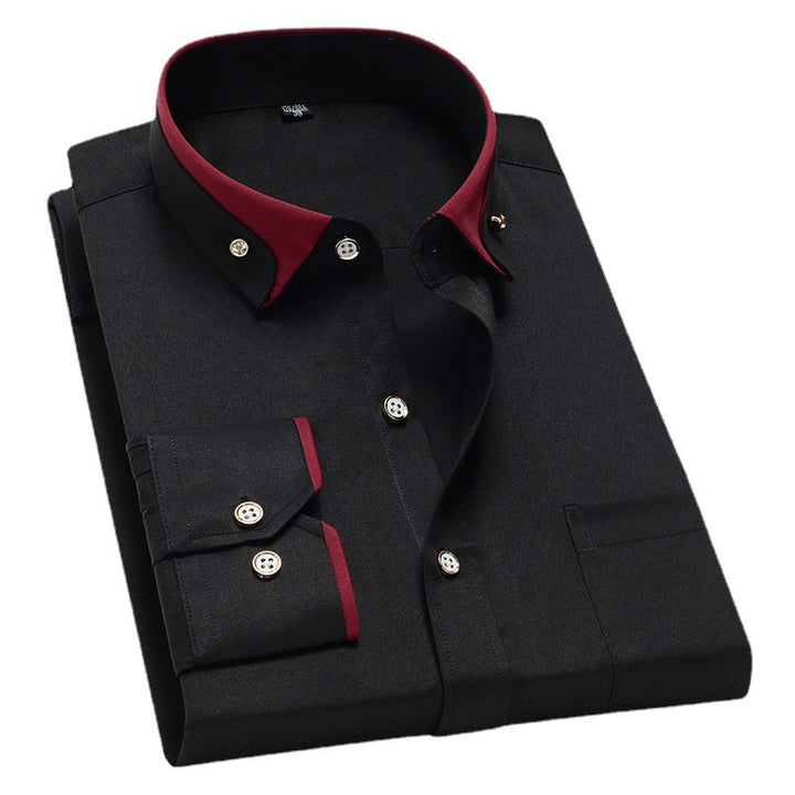 Men’s Stretch Long Sleeve Shirt Casual Non-Iron Slim Fit Dress Shirt-HighTouch