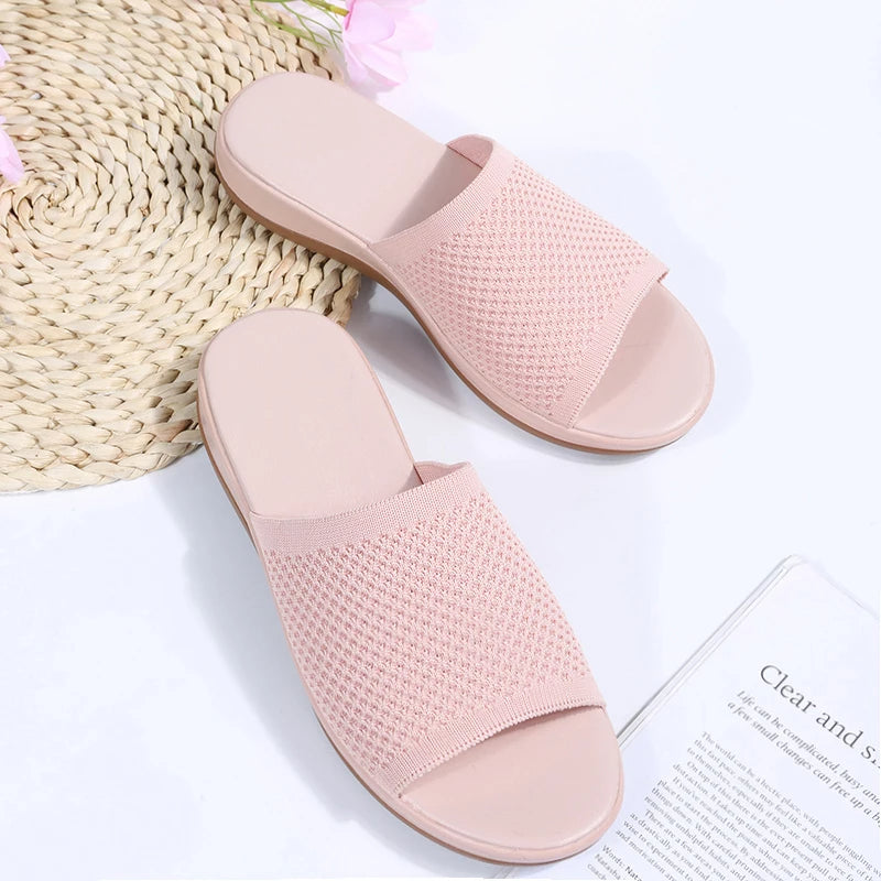 Women’s Platform Slip-On Wedge Sandals – All-Season PU Outdoor Shoes