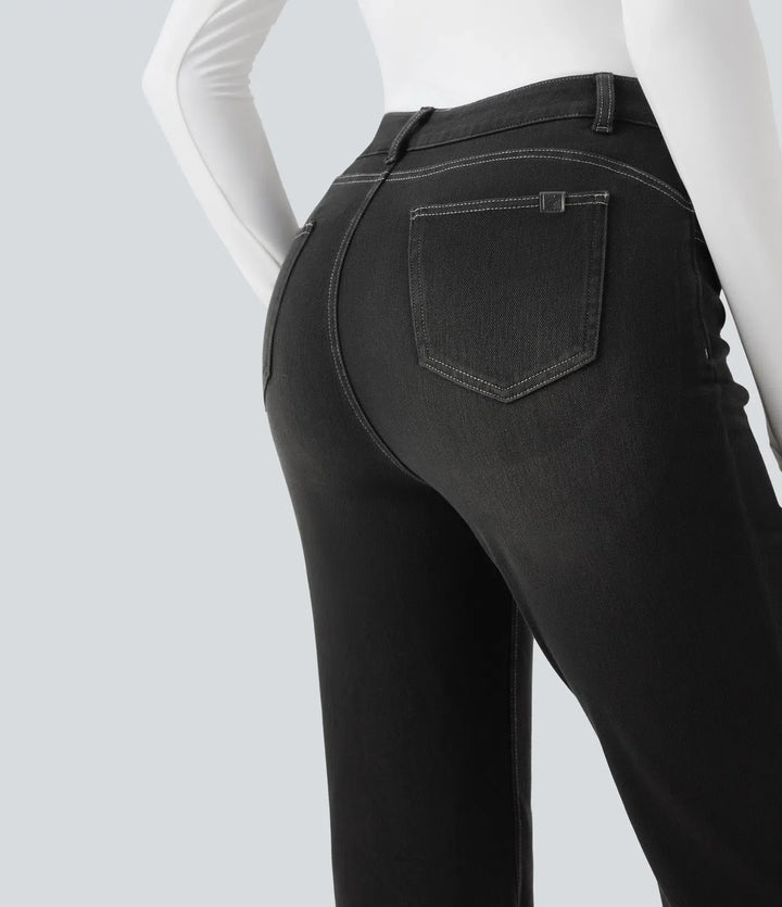 Bootcut Leggings Women Tummy Control Butt Lifting Black Denim