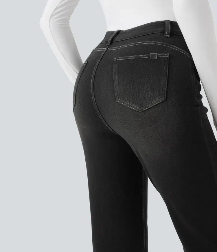 Bootcut Leggings Women Tummy Control Butt Lifting Black Denim