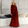 Women's Plaid Long Sleeve Dress – Soft Cotton Casual Shirt Dress-HighTouch
