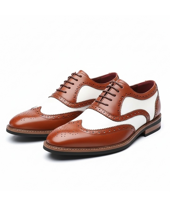 Men's Two-Tone Wingtip Brogue Shoes | Classic Oxford Dress Shoes