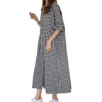 Plaid Mid-Waist Long Dress – Temperament Commute OL Style-HighTouch
