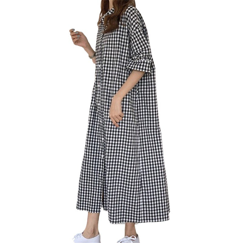 Plaid Mid-Waist Long Dress – Temperament Commute OL Style-HighTouch