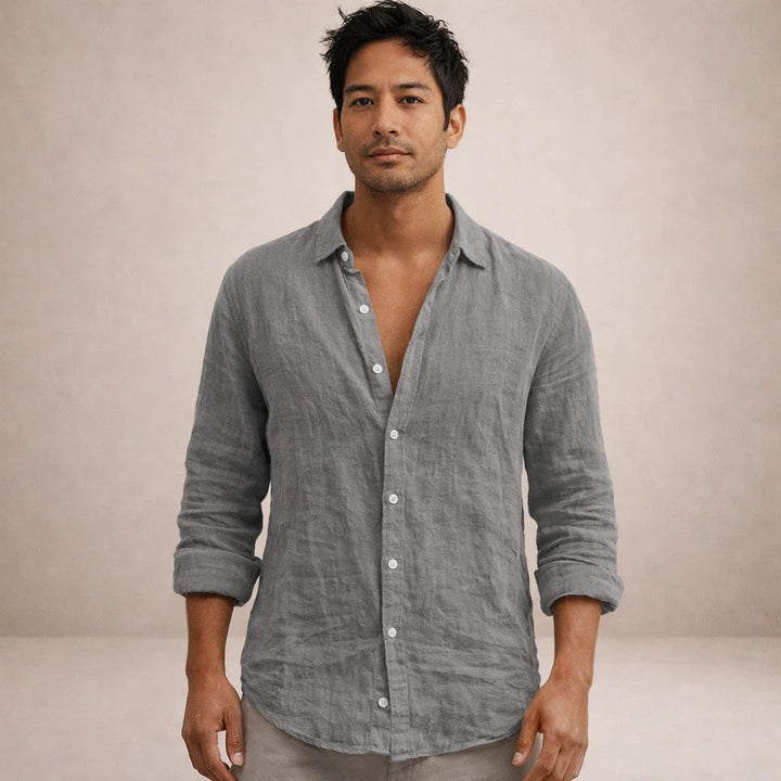 Men's Formal Linen Shirt - Smart Tailored Summer Dress Shirt