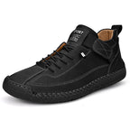 Men’s Cowhide Mid-Top Casual Boots – Durable Lace-Up Leather Shoes-HighTouch