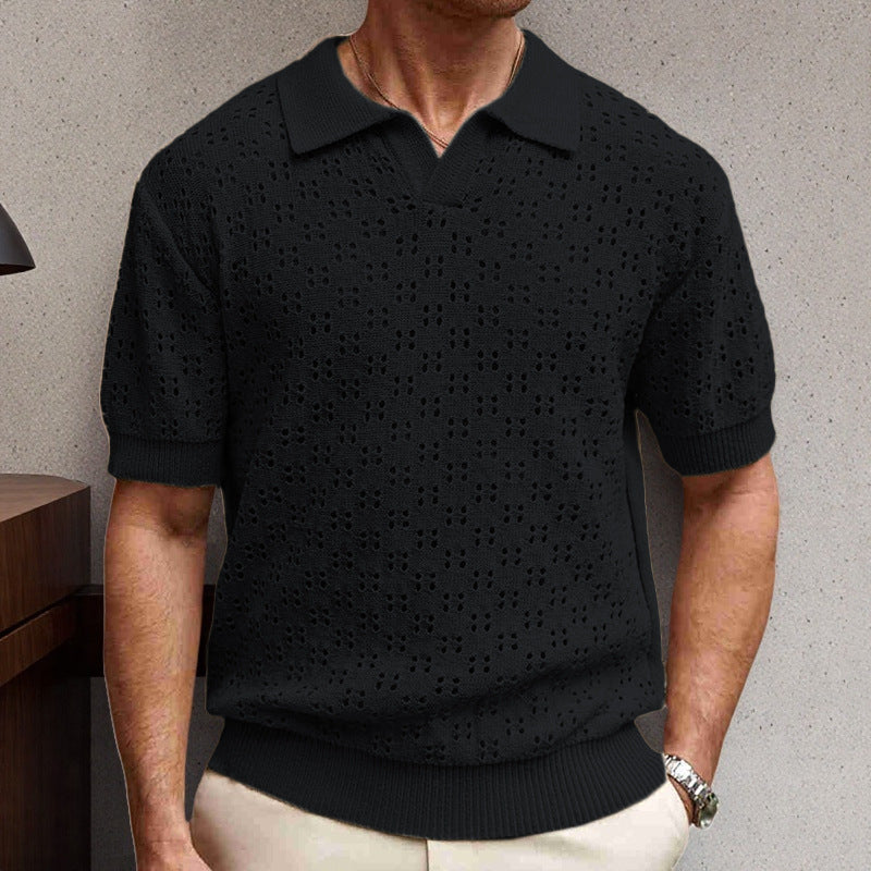 Fashion Dovetail Collar Tencel Men's Casual Sweater-HighTouch