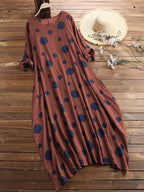 Printed Cotton & Linen Dress – Breathable Natural Fiber Dress-HighTouch